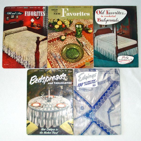 Crochet Favorites 5 Pattern Booklets Bedspreads, More 1940s - 1950s #2