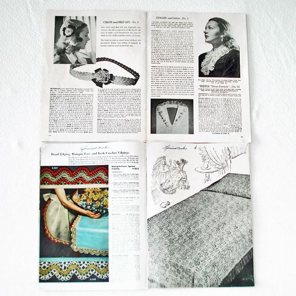 Lot 5 Crochet Pattern Booklets 1940s 1950s Pot Holders, Doilies, Baby, More #3
