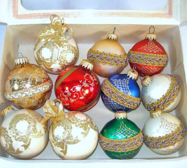 Nine Boxes Glass Christmas Ornaments Circa 1980 #8