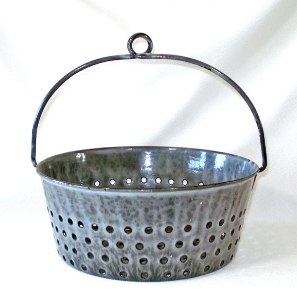 Agate Ware Antique Graniteware Hanging Strainer Steamer Basket