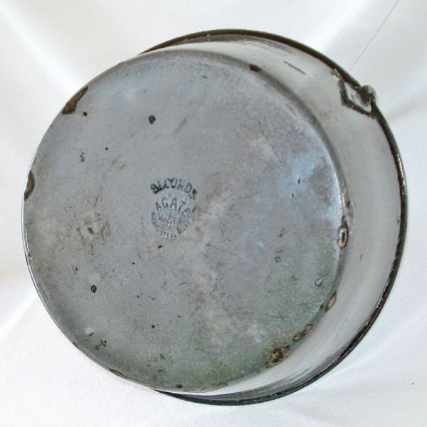 Agate Ware Antique Large Graniteware Pot With Hanging Strainer Basket #5