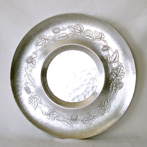 Hand Wrought Hammered Aluminum Berries and Vines Tray
