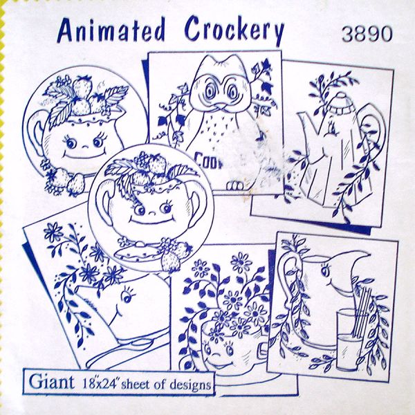 Aunt Marthas Animated Crockery, Fruits Vegetables Transfer Patterns Sealed #2