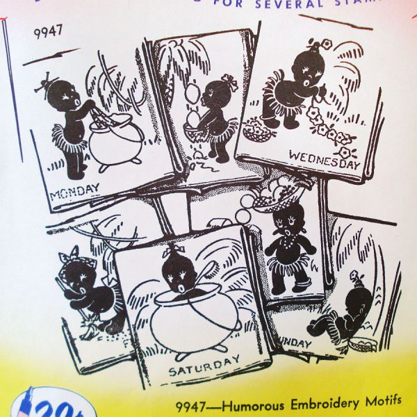 Aunt Marthas Black African Babies Iron On Embroidery Transfers #2