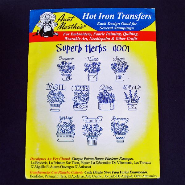 Aunt Marthas Superb Herbs Hot Iron Transfer Patterns Sealed