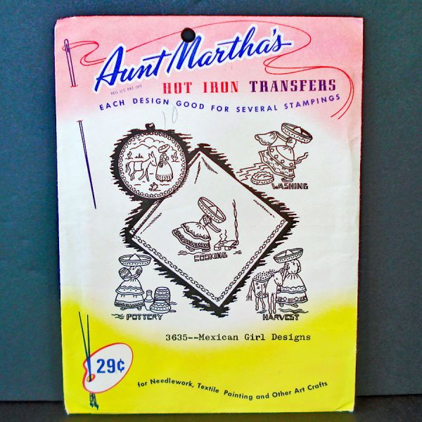 Aunt Marthas Mexican Girl Designs Embroidery Transfer Patterns