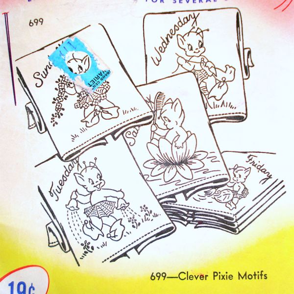Aunt Marthas Clever Pixie Motifs Embroidery Transfer Pattern Sealed #2