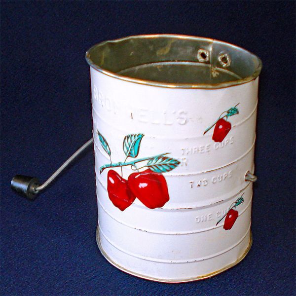 Bromwell 1940s Red Apples Decorated Tin Flour Sifter #2