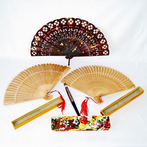 Celluloid Faux Tortoise Folding Hand Fan Plus 3 Others