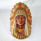 Austrian Antique Chalkware Native American Indian Wall Mount Match Holder