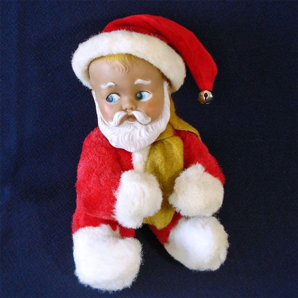 African American Knickerbocker Plush Baby Santa Christmas Doll #8