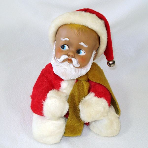 African American Knickerbocker Plush Baby Santa Christmas Doll