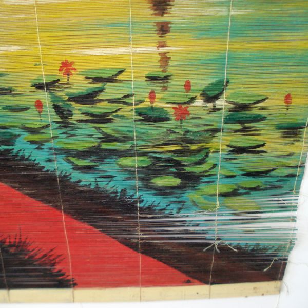 Mandalay Palace Bamboo Scroll Painted Asian Landscape Wall Hanging 45 inches #4