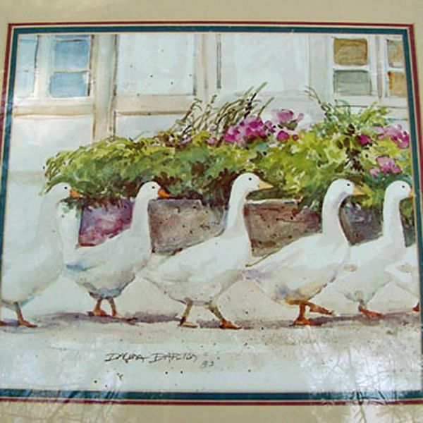 Dawna Barton 1983 Framed Geese Print Dinner Call #2