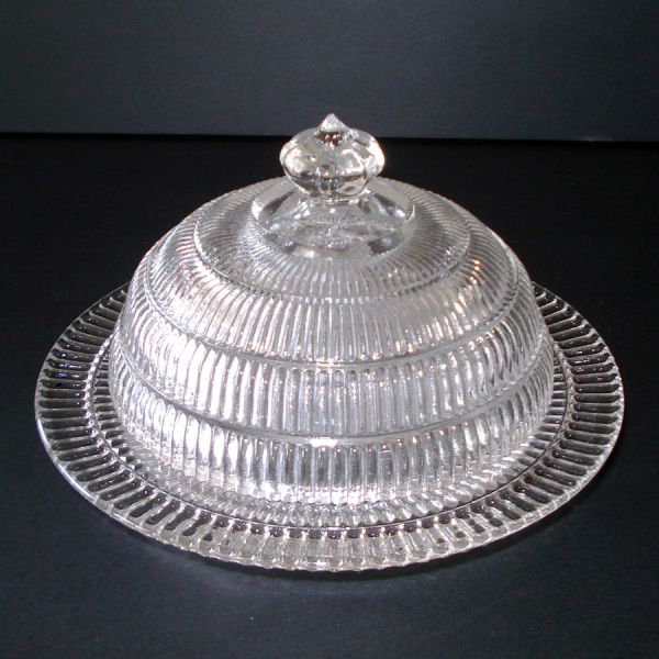 Hazel Atlas Beehive Round Dome Covered Butter Dish #2