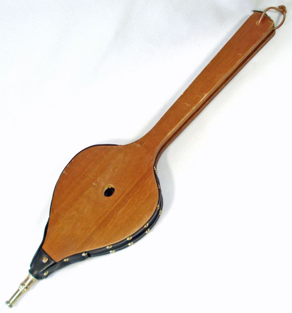 Fireplace Bellows Long Handled Wood Leather Brass Eagle Emblem #2