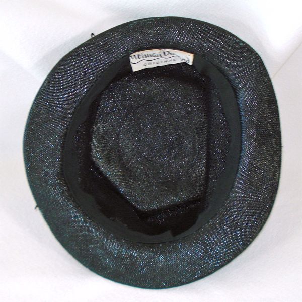 Norman Durand Narrow Brim Black Straw Velvet Flowered Hat #4