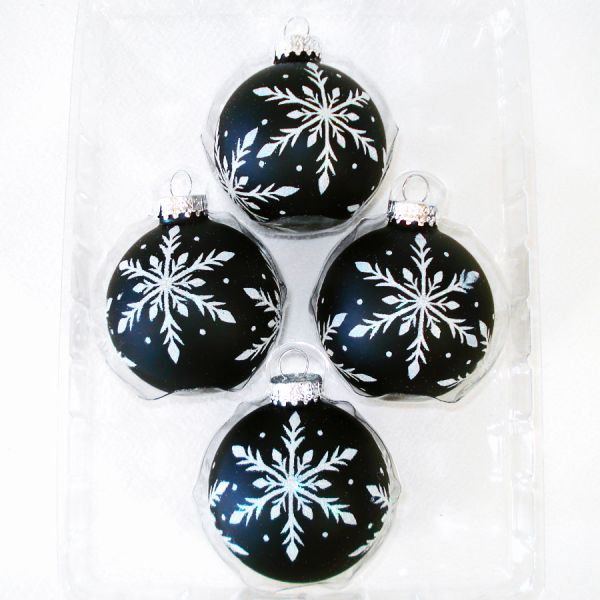 3 Boxes Glittered Black Glass Christmas or Halloween Ornaments #2