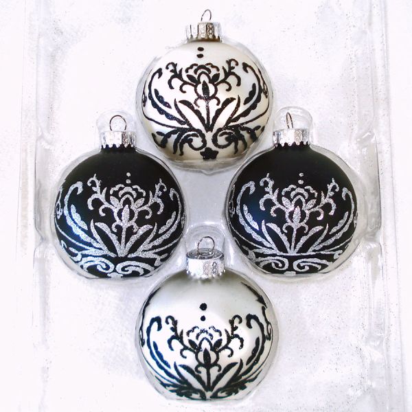 3 Boxes Glittered Black Glass Christmas or Halloween Ornaments #3