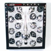 Box Black Silver Glass Christmas Or Halloween Tree Ornaments With Spire Topper