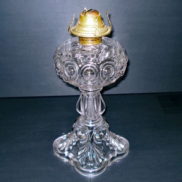 Mid Century Bullseye Glass Oil Lamp