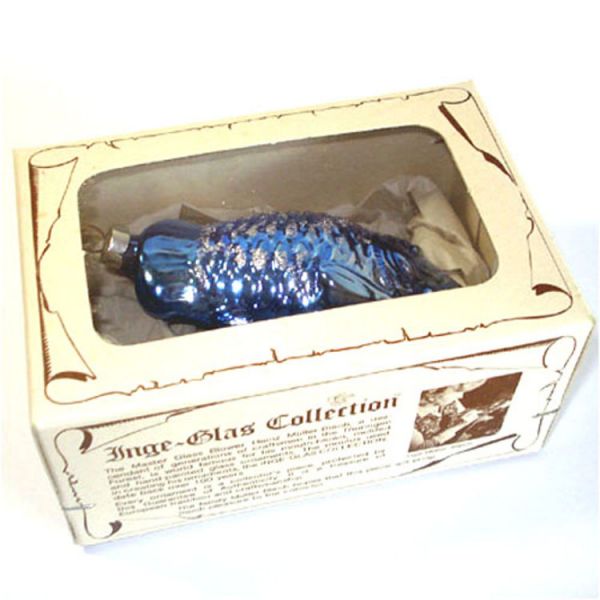 Blue Glittered Fish Boxed Inge Glass Christmas Ornament #2