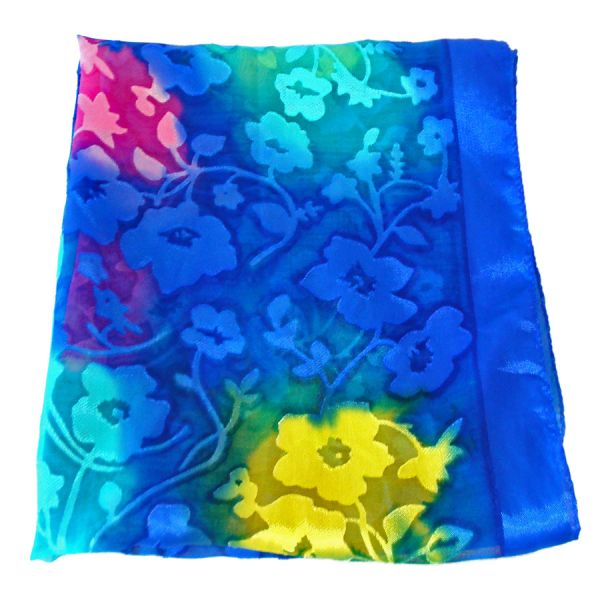 Royal Blue Floral Silk Scarf #4