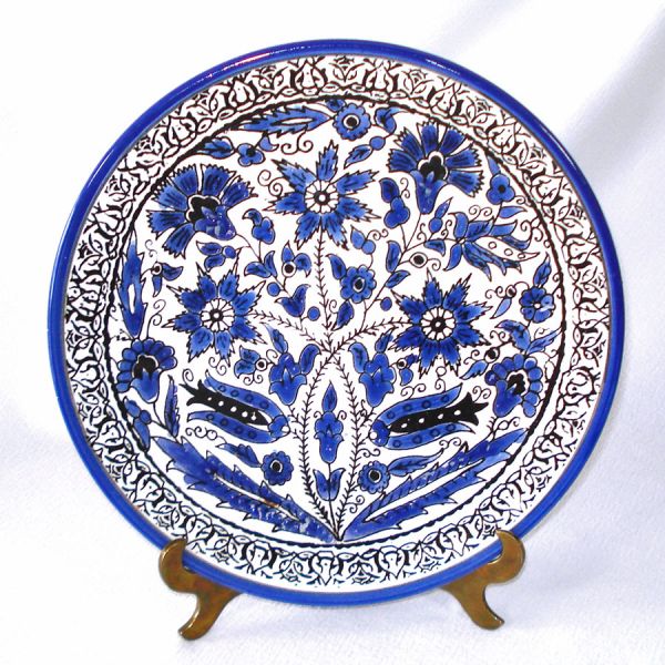 Blue and White Armenian Turkish Iznik Style Faience Wall Plate