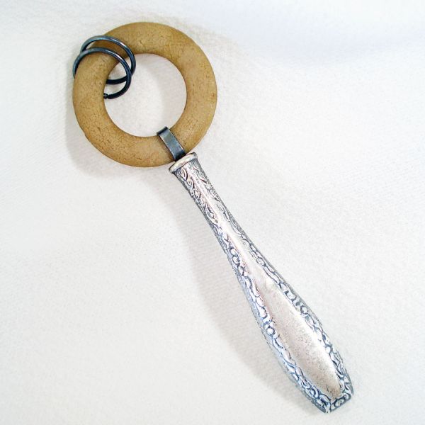 Victorian Sterling Silver and Bone Baby Teether #3