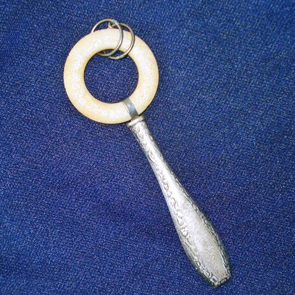Victorian Sterling Silver and Bone Baby Teether