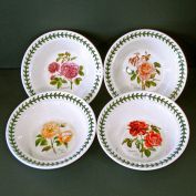 Portmeirion Botanic Roses 4 Oatmeal Cereal Bowls Mint