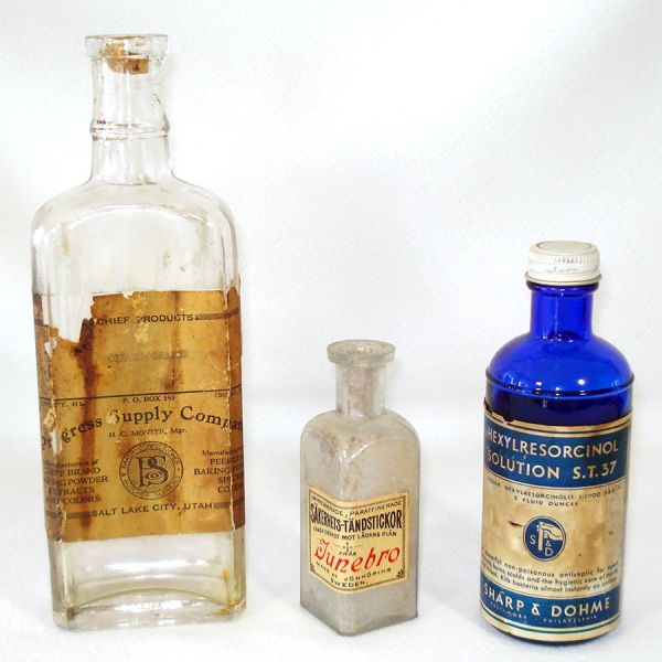 Lot 12 Antique and Vintage Glass Pharmacy, Medicine Bottles #3