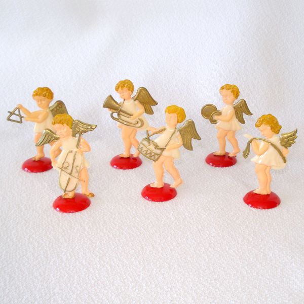 German Hard Plastic Barefoot Angel Christmas Figure Ornaments #2