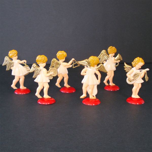 German Hard Plastic Barefoot Angel Christmas Figure Ornaments #3