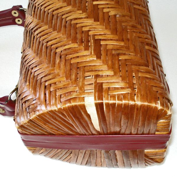 Brown Woven Rattan 1960s Handbag Purse #4