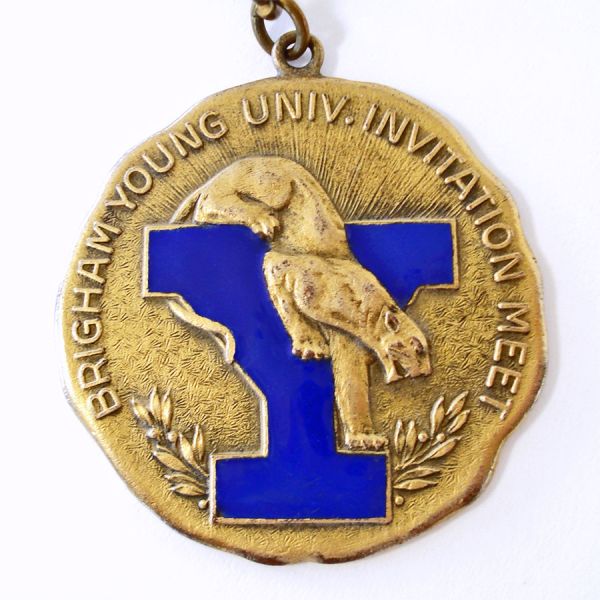 Agate Watch Fob With BYU Sports Medals 1935 - 1941 #3