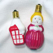 Lantern, Girl Working C7 Figural Christmas Light Bulbs
