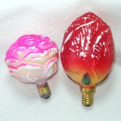 Rose, Rosebud Figural Glass Christmas Light Bulbs