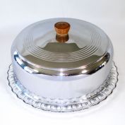 Chrome Cake Saver Keeper With Glass Underplate