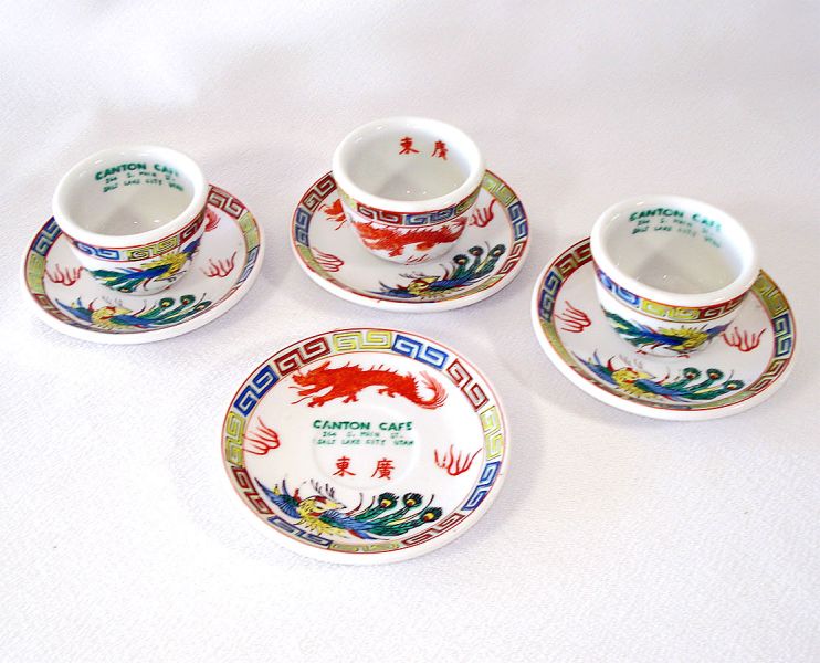 Canton Cafe Salt Lake City Chinese Restaurant Ware Teapot, Dishes Topmarked #3