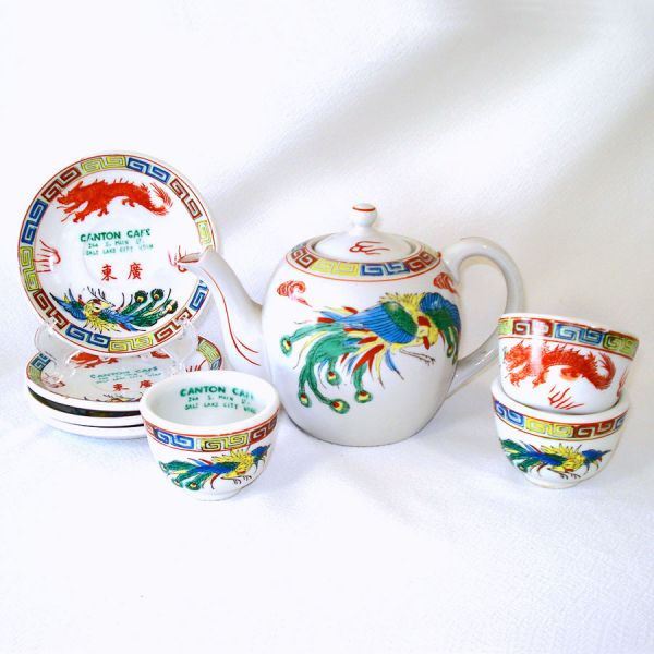 Canton Cafe Salt Lake City Chinese Restaurant Ware Teapot, Dishes Topmarked #6
