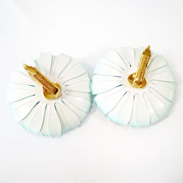 Celebrity Layered Flower 2-Tone Aqua Turquoise Enameled Flower Earrings #2