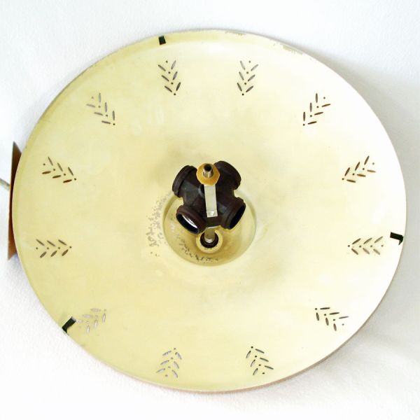 Eames Era Copper and Glass Flying Saucer Ceiling Light Fixture Lamp #3