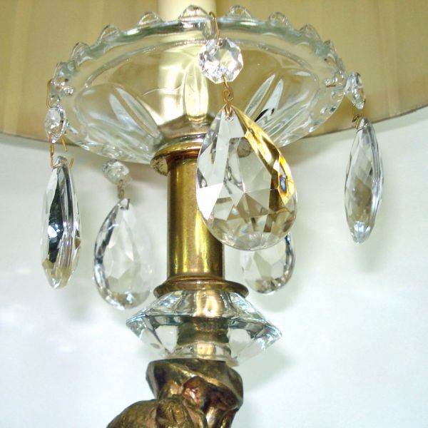 Pair Hollywood Regency Cherub Prisms Table Lamps #5