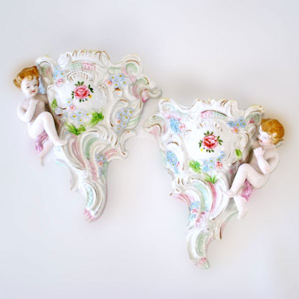 Lipper & Mann Romantic Cherub Wall Pocket Planters #3