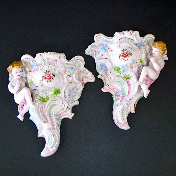 Lipper & Mann Romantic Cherub Wall Pocket Planters