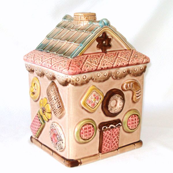 Gingerbread House Ceramic Cookie Jar Mid Century Japan