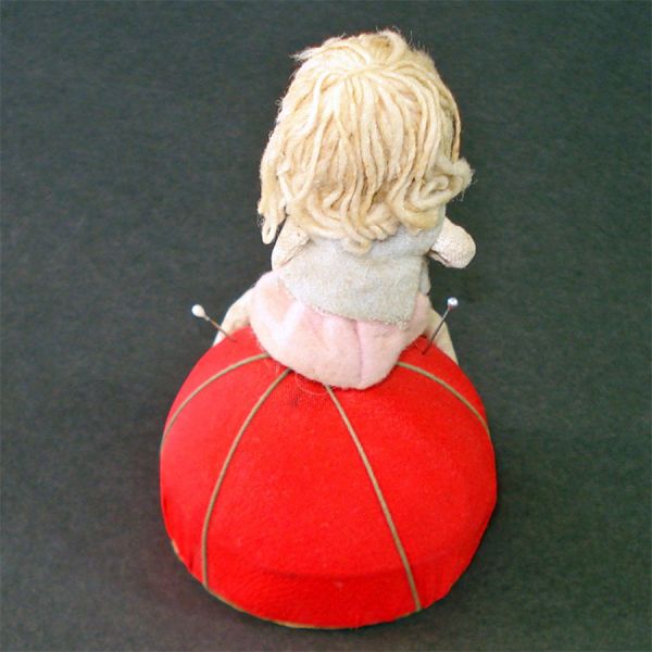 Mid Century Cloth Doll Pin Cushion With Tape Measure #2