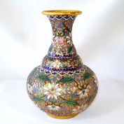 Chinese Cloisonne Champleve Lotus Scroll Vase