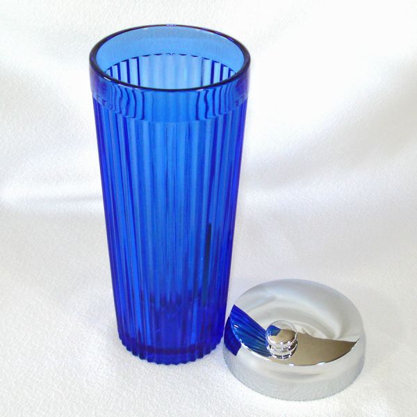 1930s Art Deco Cobalt Glass and Chrome Cocktail Set #4